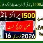 1500 Prize Bond List 2026