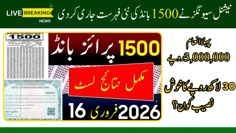 1500 Prize Bond List 2026
