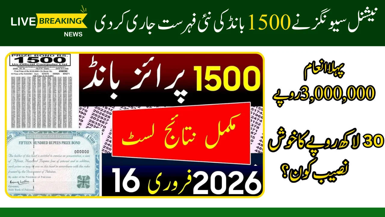 1500 Prize Bond List 2026