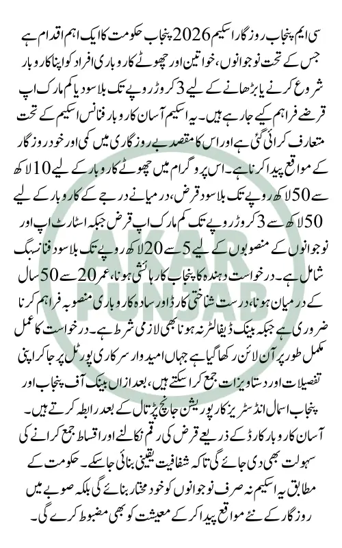 CM Punjab Rozgar Scheme 2026