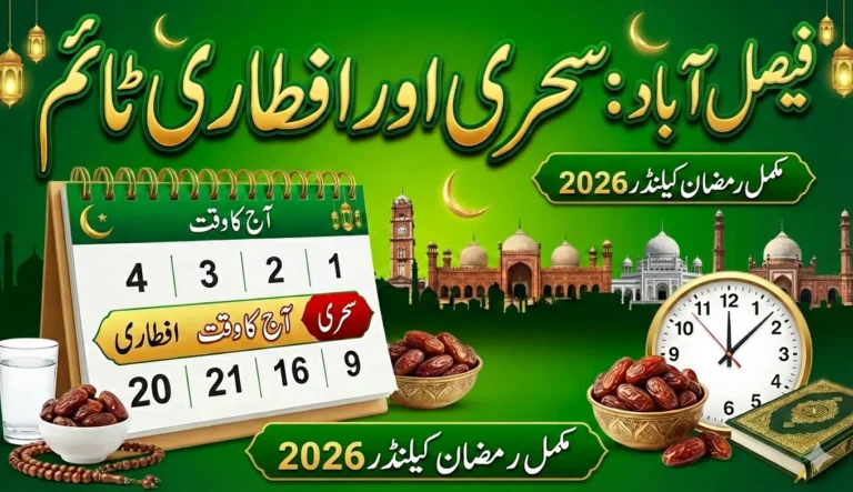 Faisalabad Sehri Iftar Time Today