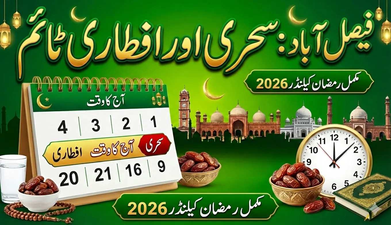 Faisalabad Sehri Iftar Time Today