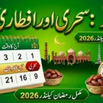 Lahore Sehri Iftar Time Today