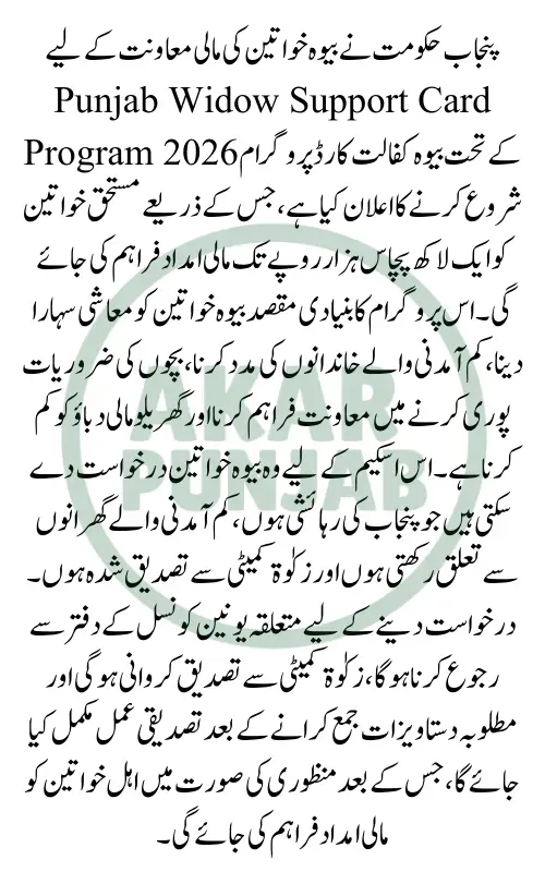 Punjab Widow Support Card